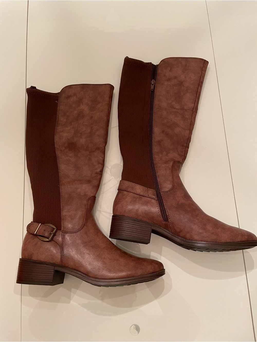 BareTraps Brown Mid-Calf Riding Boots with Buckle